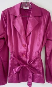 CALVIN KLEIN -Size L, Fuschia Satin Tie-belt Jacket